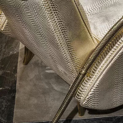 Professional Factory Italy Snake Leather Light Luxury Golden Snake Armrest Solid Wood Frame Single Relaxing Seat Sofa Chair