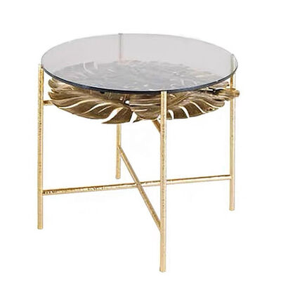 High-end Customized Light Luxury Pure Copper Tea Table a Brass and Glass Coffee Table for the Living Room of a Villa
