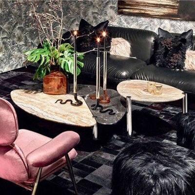 Modern Italian Style Luxury Italian Style Marble Top Living Room Irregular Coffee Table Fabric Circle Center Tea Home Furniture