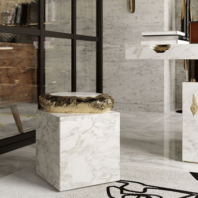MOYI Minimalist and Creative Italian Luxury Sintered Stone Coffee Table Villa Marble Side Table