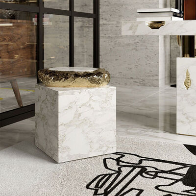 MOYI Minimalist and Creative Italian Luxury Sintered Stone Coffee Table Villa Marble Side Table