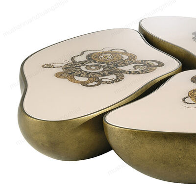 MOYI Light Luxury Style Stainless Steel Frame Brass Coffee Table High End Living Room Furniture Set for Villa