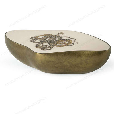 MOYI Light Luxury Style Stainless Steel Frame Brass Coffee Table High End Living Room Furniture Set for Villa