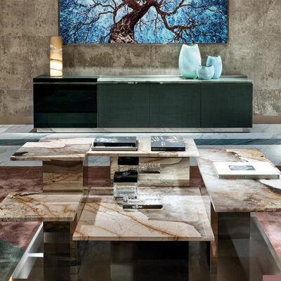 MOYI High Quality Movable Modern Living Room Furniture Irregularly Shaped Marble Coffee Table for Home Use