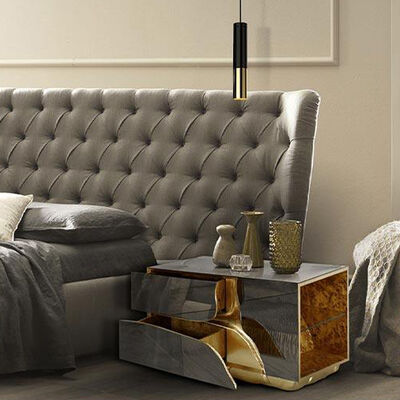 Hot Sale Modern Design Silver Mirrored Nightstand Finish Luxury Style Stainless Steel Bedside Table for Bedroom