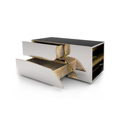 Hot Sale Modern Design Silver Mirrored Nightstand Finish Luxury Style Stainless Steel Bedside Table for Bedroom