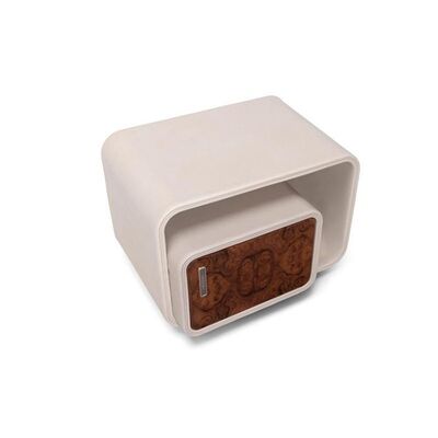 Nordic Modern Bedroom Solid Wood Burl Veneer Microfiber Leather Nightstand Bedside Table for Hotel Home