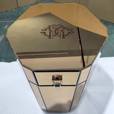 Italy Luxury Bedroom Furniture, Mirrored Bedside Table With Drawers, Modern Design, Light Luxury Bedside Table