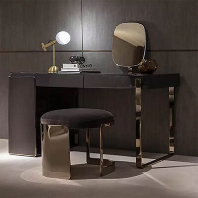 MOYI Nordic Simple Wood Frame Metal Leg Dresser Dressing Table With Mirror Hotel Bedroom Makeup Vanities Furniture