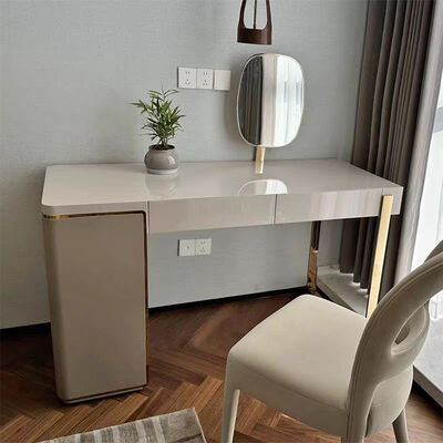 MOYI Nordic Simple Wood Frame Metal Leg Dresser Dressing Table With Mirror Hotel Bedroom Makeup Vanities Furniture