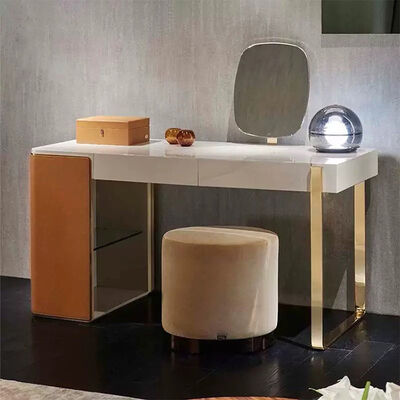 MOYI Nordic Simple Wood Frame Metal Leg Dresser Dressing Table With Mirror Hotel Bedroom Makeup Vanities Furniture
