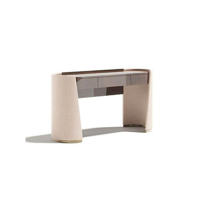 MOYI Luxury Dressing Table Stainless Steel Makeup Table Bedroom Furniture Storage Microfiber Leather Embroidery With Mirror