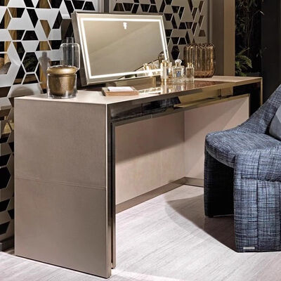 MOYI Italian Light Luxury Vanity, High-end Feel Designer Makeup Table, Modern Minimalist Bedroom Makeup Station With Mirror