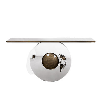 Custom Living Room Furniture Inserts Decorative Console Table Stainless Steel Sliver Console Table Villa Light Luxury Furniture