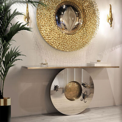 Custom Living Room Furniture Inserts Decorative Console Table Stainless Steel Sliver Console Table Villa Light Luxury Furniture