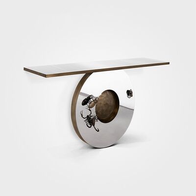 Custom Living Room Furniture Inserts Decorative Console Table Stainless Steel Sliver Console Table Villa Light Luxury Furniture