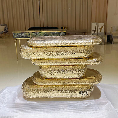 Classic Design Luxury Gold Hammered Brass Plated Ancient Book Shape Marble Top Wooden Console Table