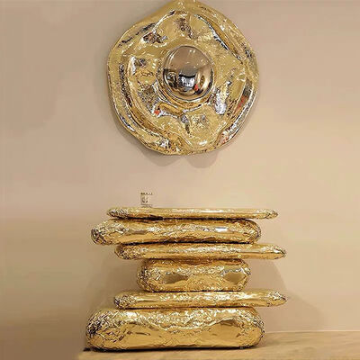 Classic Design Luxury Gold Hammered Brass Plated Ancient Book Shape Marble Top Wooden Console Table