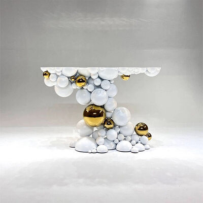 For Hotel Villa Bath Mansion Freestanding Wash Basin Newton Vessel Sink Luxury White Golden Stainless Steel Bathroom Sink