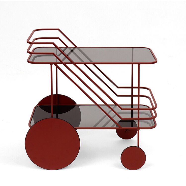 Hotel Function Luxury Nordic Metal Kitchen Rack Acrylic French Drinks Cart Gold Colour Stainless Steel Tea Coffee Serving Trolley