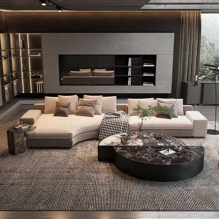 Fabric Modern MOYI Long Sectional Couch Light Gray L Shape Sofas Set Italian Sofas Minimalist Style for Home Luxury