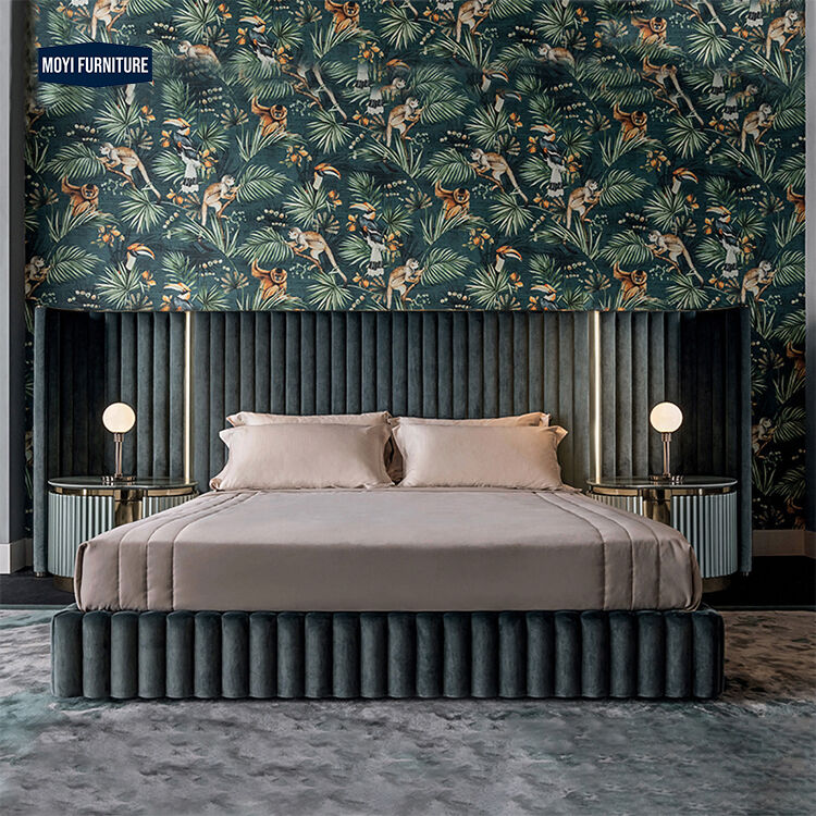 Synthetic Leather Upholstered King Size Bed Frame Melamine Panel Modern Italian Luxury Style Design Luxury Modern Style