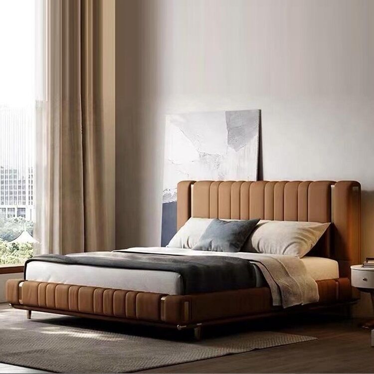 MDF Panel Type MOYI Leather Modern Double Design Wooden Queen Set Bedroom Set Luxury King Size Bed