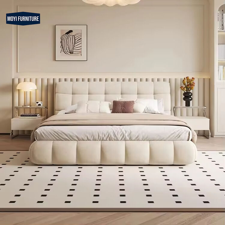 Mail Packing Y Modern King Size Bed 180x200 Italian Fabric Upholstered Wooden Minimalist Bedroom Furniture Master Frame