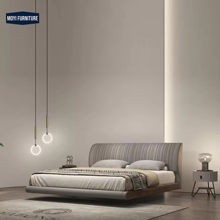 Microfiber Upholstered Double Italian Bed King Size Luxury Modern Frame Design Furniture Queen Size Bed Bedroom Interior