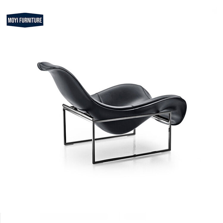 Synthetic Leather Office Building Lounge Chair Nordic Designer Glass Steel Duck Tongue Reception Art Creative Sofa Chair