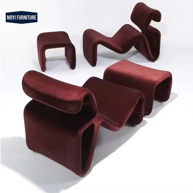 Arm Chair Modern Fabric MOYI Nordic Relaxation Single Sofa Shaped Line S Shaped Seat Contemporary Living Room Chair