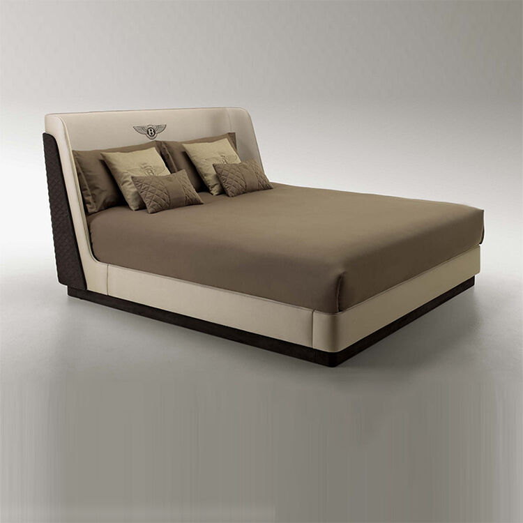 Home Furniture Bedroom Furniture King Size Leather Bed Frame Luxury Double Bed Set Modern Style Panel Type Plywood Nightstand