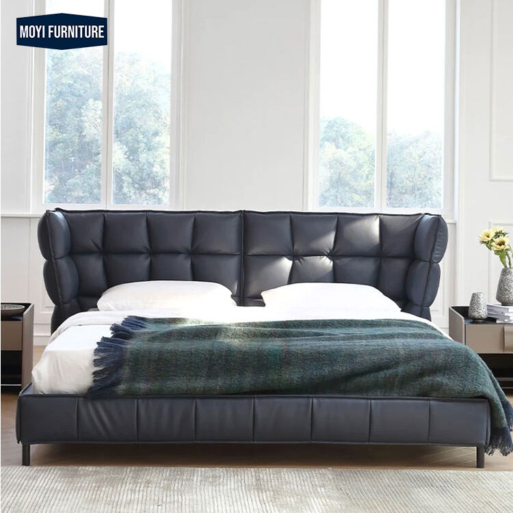 Synthetic Leather Upholstery Customized Color Luxury King Size Bed Classic Double Soft Bed Frame Bedroom Furniture Set