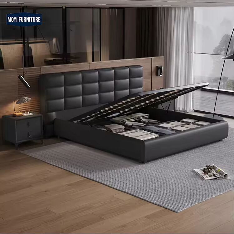 High density and high resilience foam modern design queen bed bedroom furniture king size upholstered platform double beds