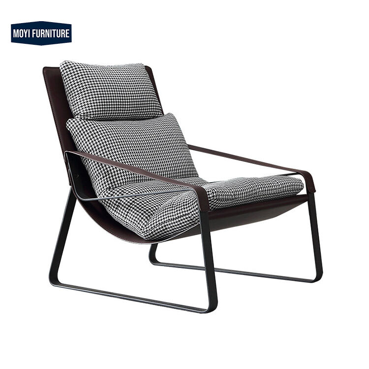 Custom Comfortable Metal Coffee Chairs Nordic Style Single Chairs Linen Cloth Drawing Room Furniture Mail Packing Y