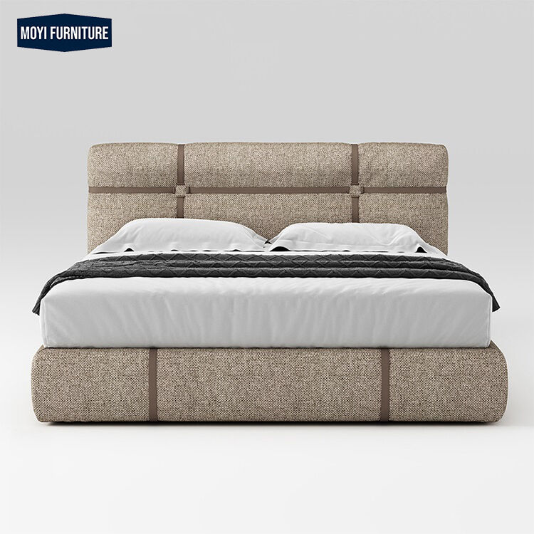 Home Furniture Bedroom Furniture Modern Elegant Italian Design Leather Upholstered Beds King Size Bed Frame Material Sponge