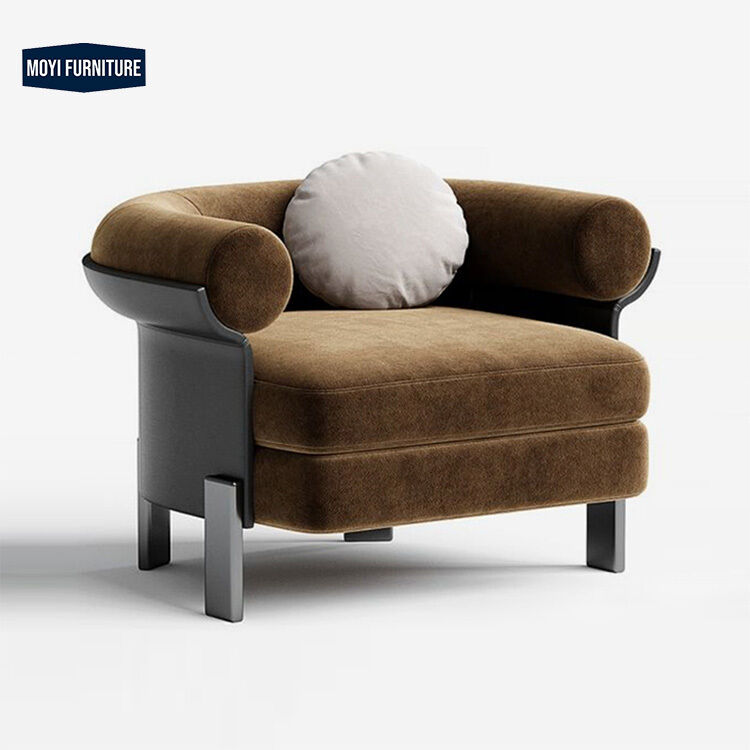 Leisure Chair Metal Legs MOYI Italian Minimalist Sofa Chair Luxury Living Room Modern Minimalist Designer Lounge Chair Arm