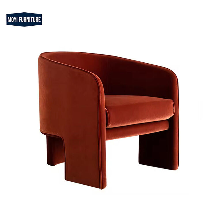 Accent Style Modern Single Sofa Chair Featuring Velvet Fabric and Metal Frame Suitable for Dining Bedroom Casual Business
