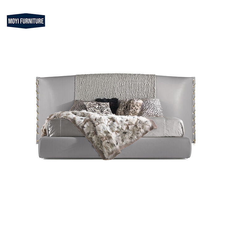 Soft Bed Modern Upholstered Frame King Bed Luxury Italian Leather Queen Size MOYI Italian 2023 Collection