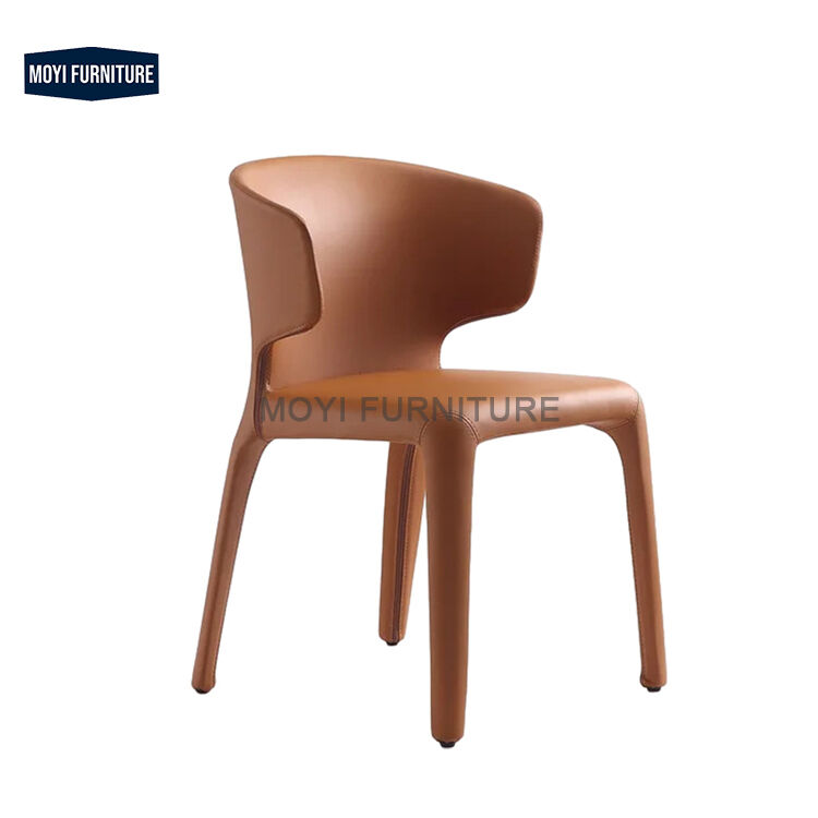 Modern Standard Size Leather Dining Chair Upholstery Leather Legs Minimalist Coffee Chair Luxury Design Dining Table