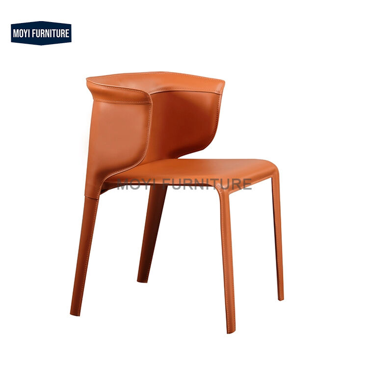 Metal Legs Custom Contemporary Luxury Restaurant Furniture Saddle Leather Dining Chairs Living Room Seating Chairs