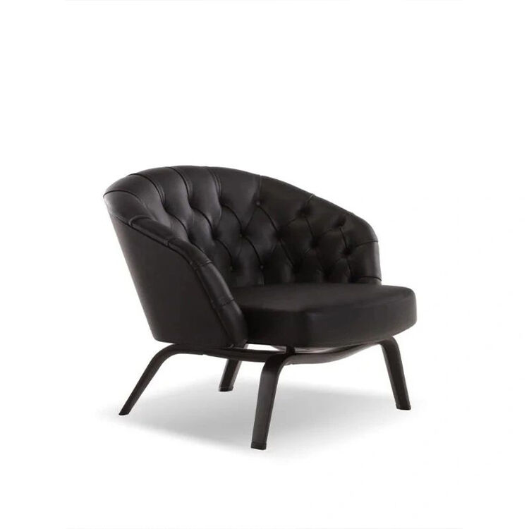 Mail Packing Modern Leather Lounge Chair with Solid Wood Leg and Chesterfield Back Accent Armrest Living Room Sofa Chair
