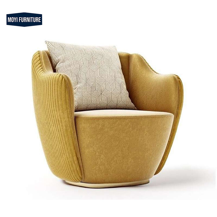 Mail Packing Sponge Filled MOYI Light Luxury Chair Living Room Furniture Single Sofa Fabric Leisure Italian Negotiation Chair