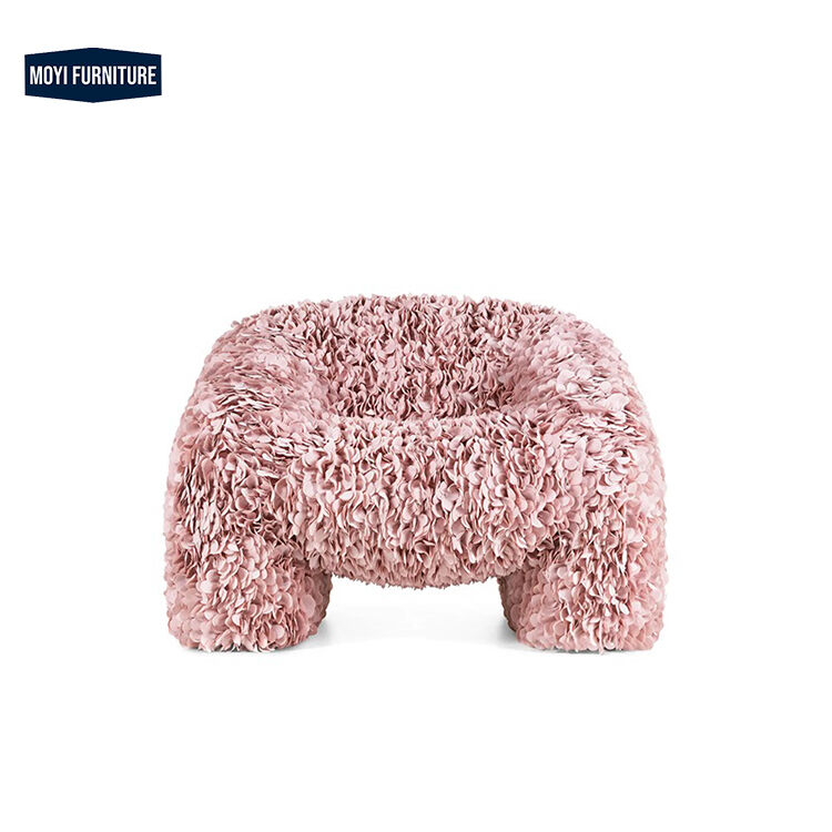 Leisure Chair Pink Fabric Modern Armrest Love Single Sofa Chair Luxury Decorative Flower Petal Modern Living Room Chair