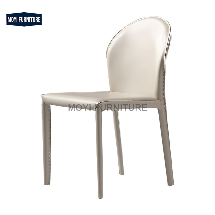 Dining Chair Metal Legs Modern Simple Saddle Leather Carbon Steel Frame Comfortable Style for Home Restaurant Kitchen
