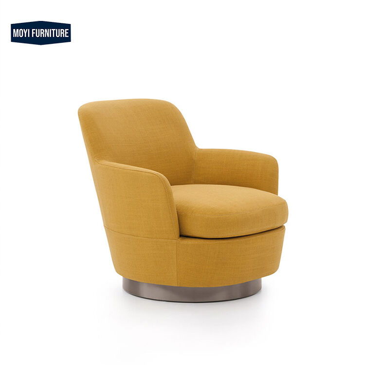 Modern Leather Wood Metal Relax Lounge Living Room Single Seater Sofa Armchair Swivel Accent Velvet Chair with Foot Rest