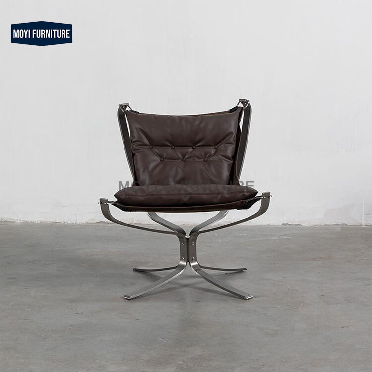 end MOYI Traditional Vintage Hotel Furniture Lounge Chair Featuring Carbon Steel Frame and Artificial Leather for Home Villa