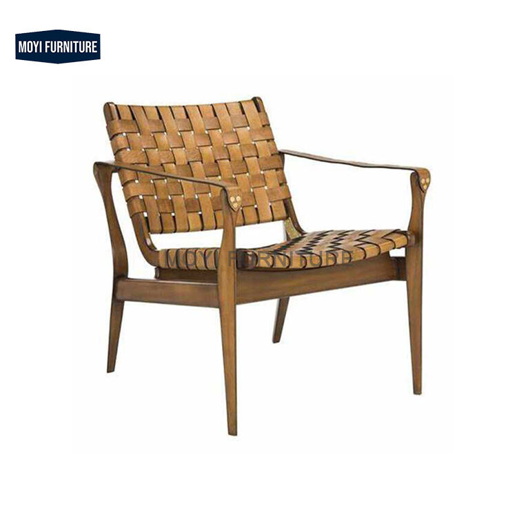 Custom solid wood leather backrest armrest recliner accent leisure chair comfortable design for hotel and home furniture