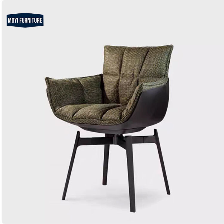Synthetic Leather Dining Chair MOYI Swivel Shell Chair Italian Design Fabric Fiberglass Modern Dining Room Seating Chair