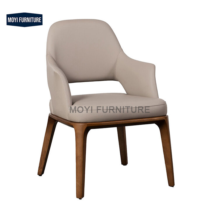 Standard Size Designer Modern Luxury Upholstered Coffee Chairs Pu Leather Wooden Armchairs Dinning Room Set Tables Chairs
